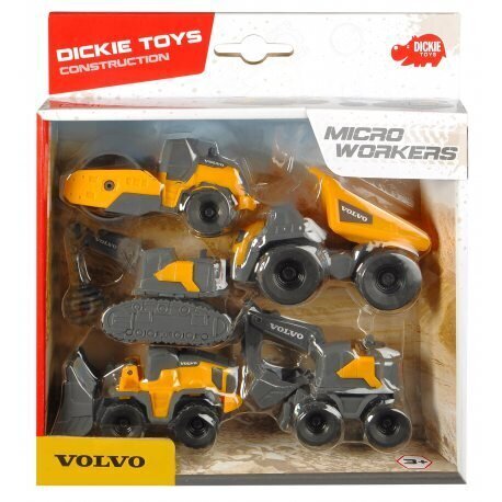 Rakennuskoneiden sarja Simba Dickie Toys Construction Volvo Micro Workers 5 kpl hinta ja tiedot | Poikien lelut | hobbyhall.fi