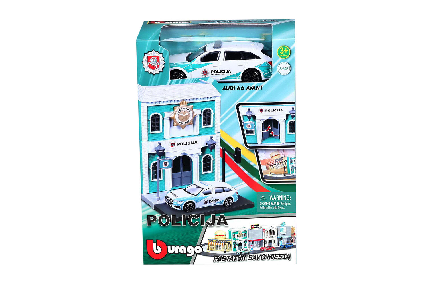 Poliisiasema Liettuan poliisiauto 1:43 Bburago City hinta ja tiedot | Poikien lelut | hobbyhall.fi