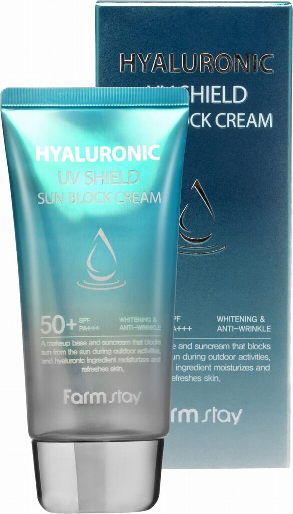 FARMSTAY HYALURONIC UV SHIELD SUN BLOCK SUN CREAM SPF50 + PA +++ hyaluronihapolla ja kosteuttavalla vaikutuksella 70 g hinta ja tiedot | Aurinkovoiteet | hobbyhall.fi