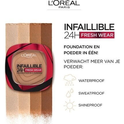 Kompakti meikkivoide L'Oreal Make Up Infallible Fresh Wear, 9 g, 20 Ivory hinta ja tiedot | Meikkivoiteet ja puuterit | hobbyhall.fi