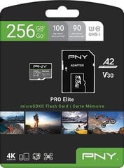 MicroSDXC PNY P-SDU256V32100PRO-GE 256GB hinta ja tiedot | Puhelimen muistikortit | hobbyhall.fi