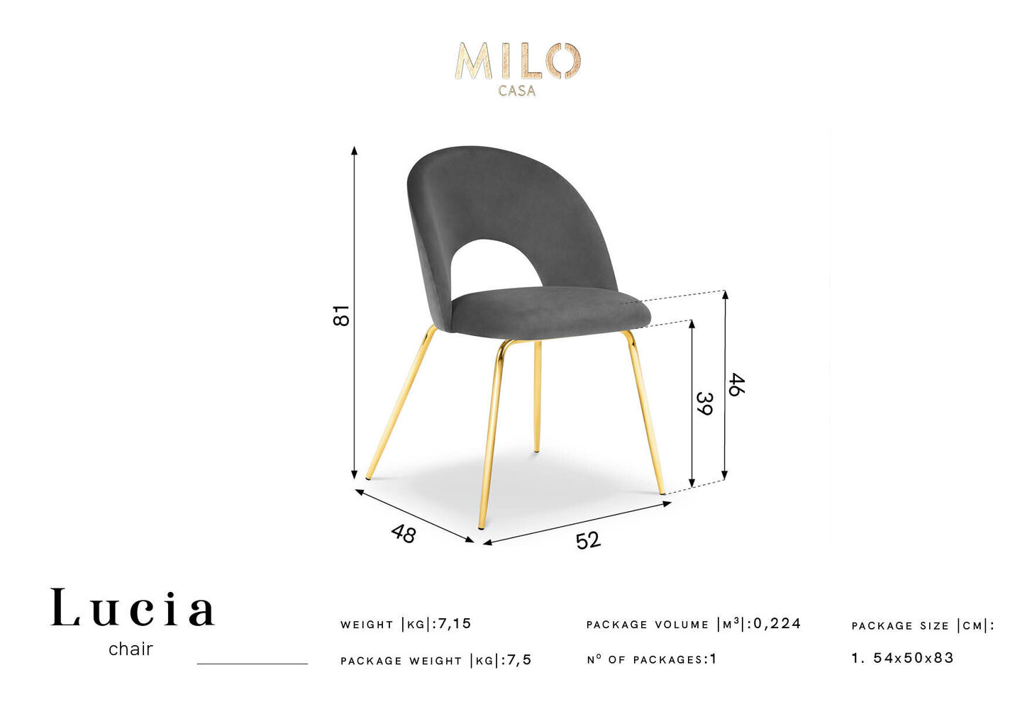Tuoli Milo Casa Lucia, beige/kultainen väri hinta ja tiedot | Ruokapöydän tuolit | hobbyhall.fi
