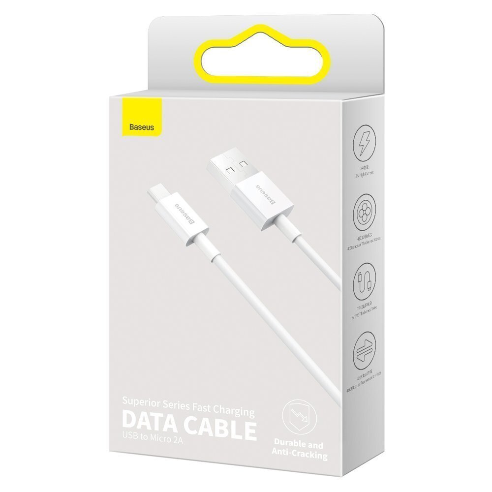 Cable Baseus Superior Series USB - mikro-USB-pikalatausdatakaapeli 2A, 1m (CAMYS-02) hinta ja tiedot | Puhelinkaapelit | hobbyhall.fi