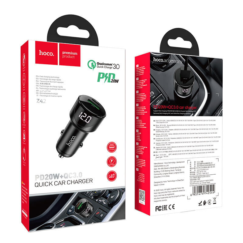 Autolaturi "Z42 Light road" PD20W + QC3.0 hinta ja tiedot | Puhelimen laturit | hobbyhall.fi