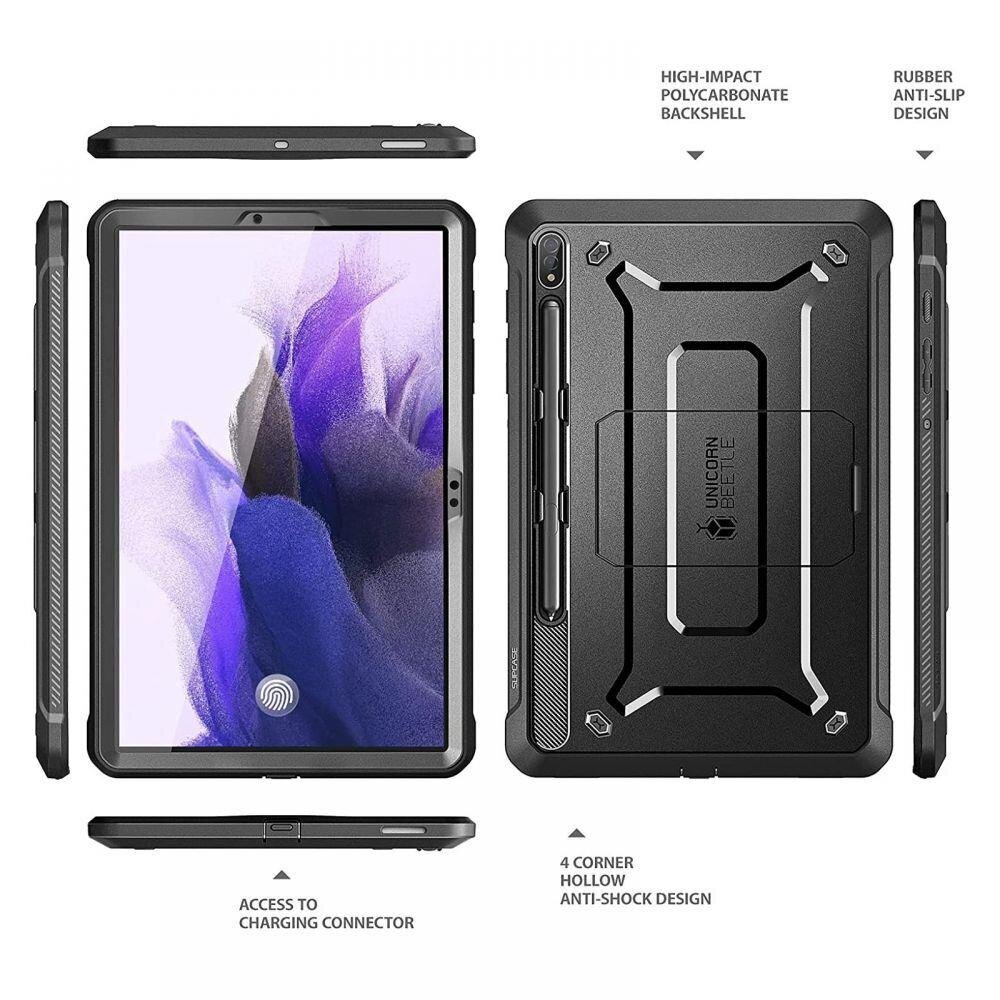 Supcase Unicorn Beetle Pro, Galaxy Tab S7 FE 5G 12.4 T730 / T736B musta hinta ja tiedot | Tablettien kotelot ja muut tarvikkeet | hobbyhall.fi