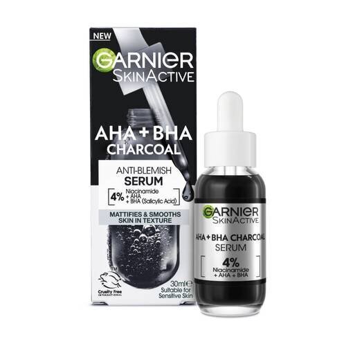 Kasvoseerumi ongelma-iholle AHA+BHA Charcoal, 30ml