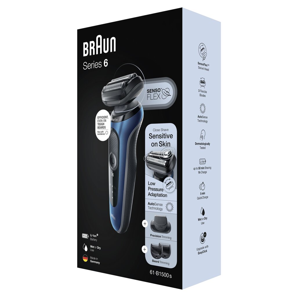 61-B1500s Shaver Series 6 AutoSence, parranajokone sekä trimmeri hinta ja tiedot | Parranajokoneet | hobbyhall.fi