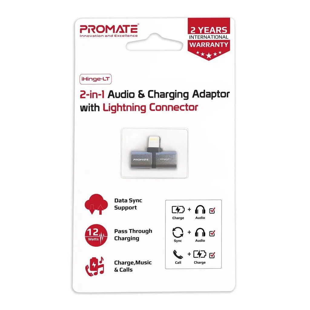 PROMATE iHinge-LT -adapteri, Lightning to Audio / Sync hinta ja tiedot | Adapterit | hobbyhall.fi