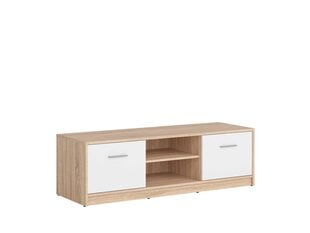 BRW Nepo Plus RTV2D -TV-taso, 138,5 x 46,5 x 42,5 cm, tammi / valkoinen hinta ja tiedot | TV-tasot | hobbyhall.fi