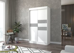 Vaatekaappi Adrk Furniture Batia 120 cm, valkoinen/harmaa hinta ja tiedot | Kaapit | hobbyhall.fi