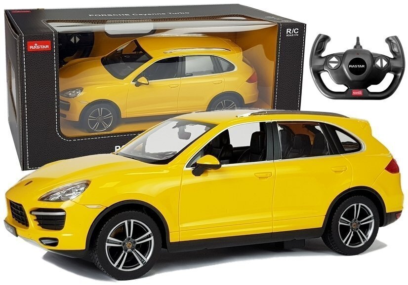 Porsche Cayenne Rastar auto kaukosäätimellä 1:14, keltainen hinta ja tiedot | Poikien lelut | hobbyhall.fi