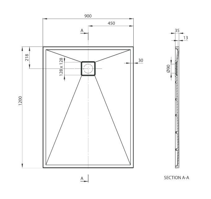 Graniittinen suihkualusta Deante Correo Nero, 120x90 cm hinta ja tiedot | Suihkualtaat | hobbyhall.fi