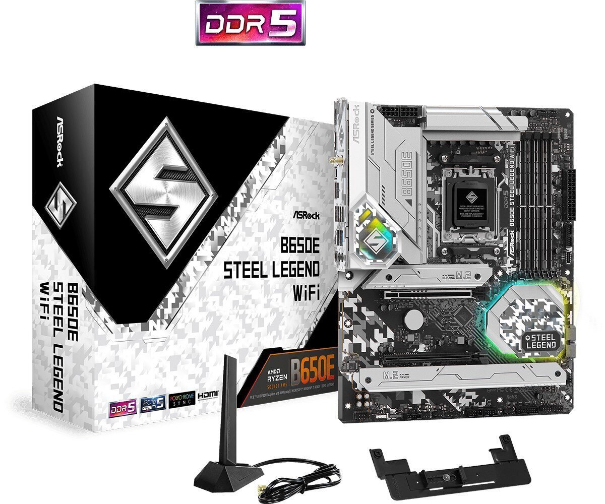 ASRock B650E Steel Legend WiFi, ATX, AM5, DDR5 hinta ja tiedot | Emolevyt | hobbyhall.fi