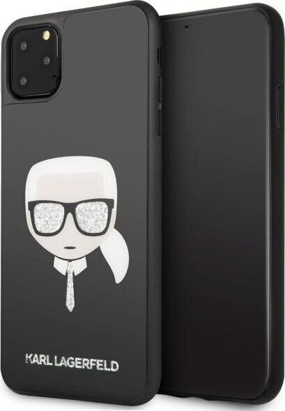 Karl Lagerfeld KLHCN65DLHBK iPhone 11 Pro Max czarny/black Iconic Glitter Karl`s Head hinta ja tiedot | Puhelimen kuoret ja kotelot | hobbyhall.fi