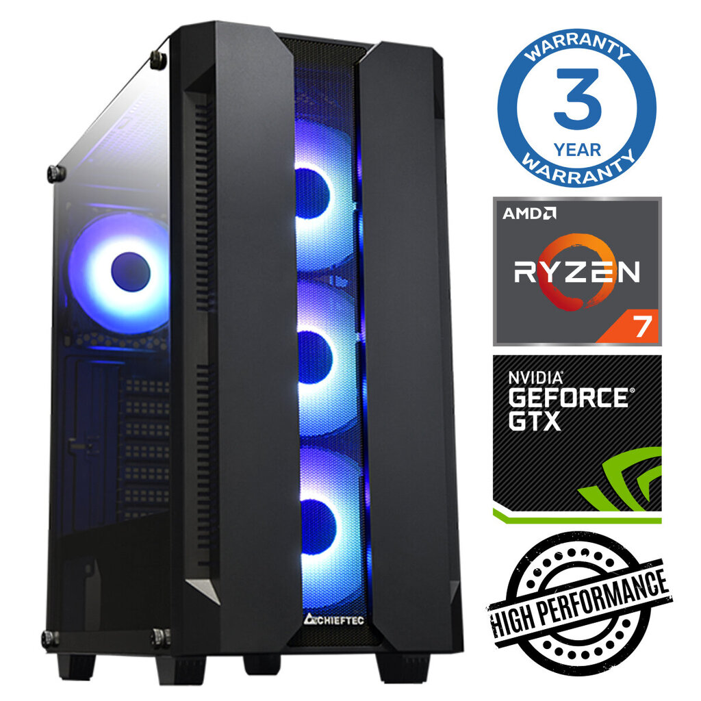 INTOP Ryzen 7 5700X 32GB 1TB SSD M.2 NVME GTX1650 4GB no-OS -tietokone hinta ja tiedot | Pöytätietokoneet | hobbyhall.fi