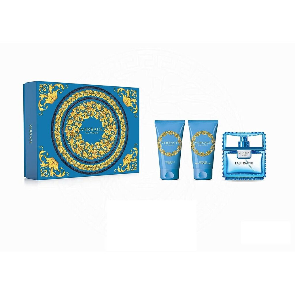 Kosmetiikkalahjasetti miehille Versace Man Eau Fraiche: hajuvesi 50ml + partavesi 50ml + suihkugeeli 50ml hinta ja tiedot | Naisten hajuvedet | hobbyhall.fi