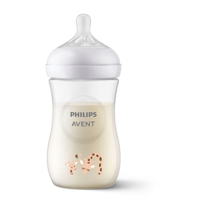 Pullo Philips Avent Natural Giraffe SCY903/66, 1+ kk, 260 ml hinta ja tiedot | Tuttipullot ja tarvikkeet | hobbyhall.fi