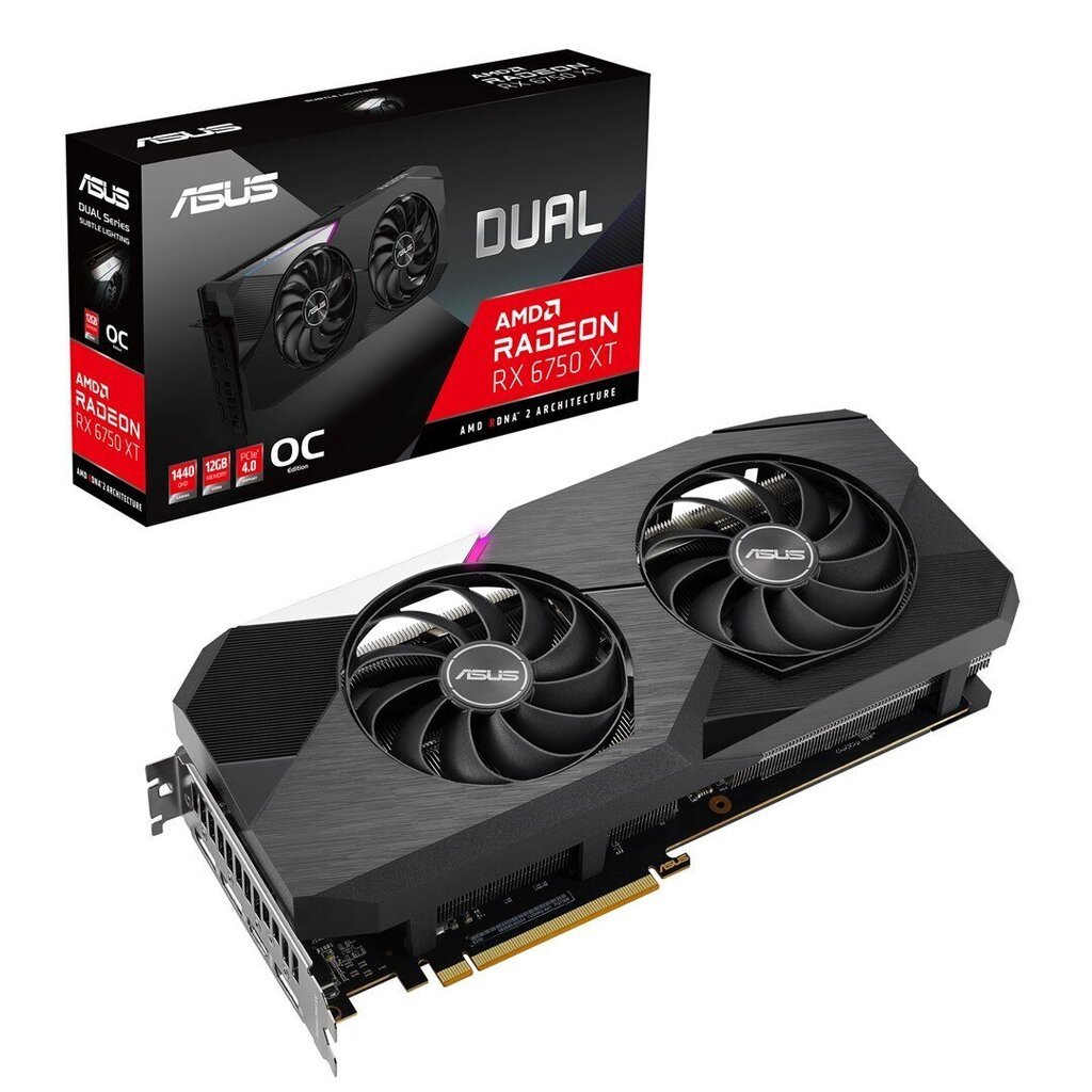 Asus VGA RX 6750XT 12GB Dual O12G, mustan värinen hinta ja tiedot | Näytönohjaimet | hobbyhall.fi