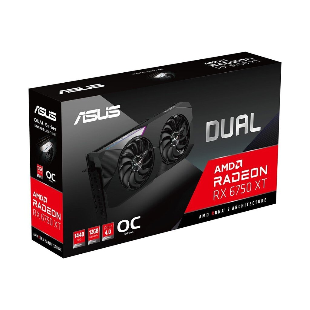 Asus VGA RX 6750XT 12GB Dual O12G, mustan värinen hinta ja tiedot | Näytönohjaimet | hobbyhall.fi