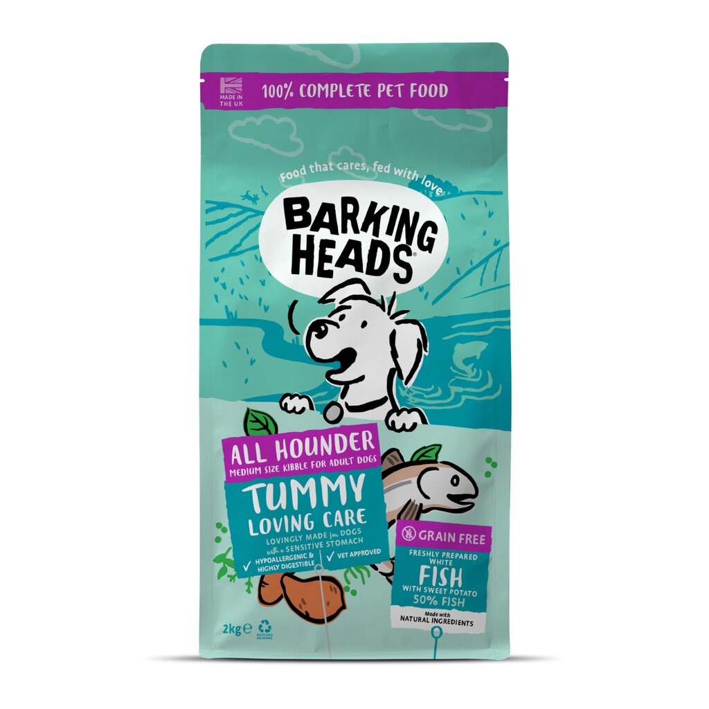 Barking Heads Tummy Loving Care Fish koirille Kalan kanssa, 2kg hinta ja tiedot | Koiran kuivaruoka | hobbyhall.fi