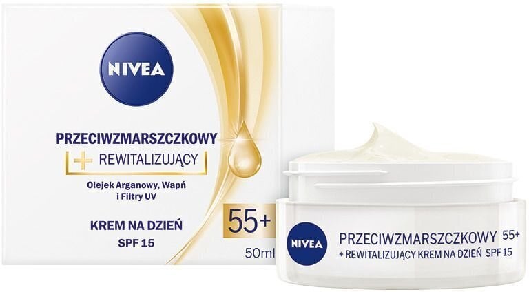 Nivea Anti Wrinkle + Revitalizing Day Cream -päivävoide ikääntymisen merkkejä vastaan, SPF15, 55+, 50 ml