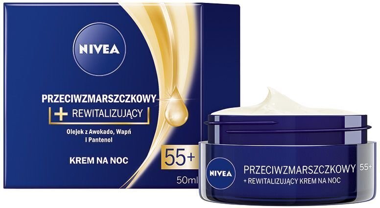 Nivea Anti Wrinkle + Revitalizing Night Cream -yövoide ikääntymisen merkkejä vastaan, 55+, 50 ml hinta ja tiedot | Kasvovoiteet | hobbyhall.fi