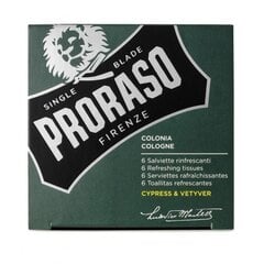 Virkistävät pyyhkeet Proraso Cypress & Vetyver, 6 kpl hinta ja tiedot | Kasvojen puhdistusaineet | hobbyhall.fi