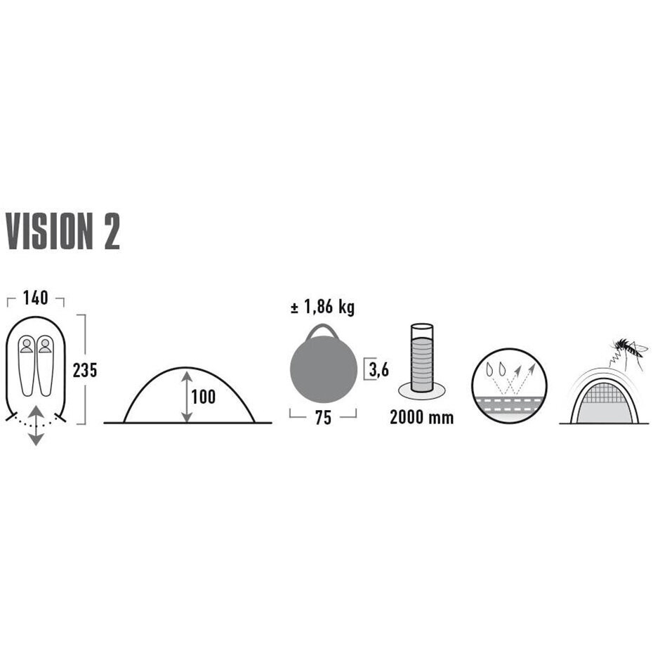 High Peak Vision 2 teltta, musta hinta ja tiedot | Teltat | hobbyhall.fi