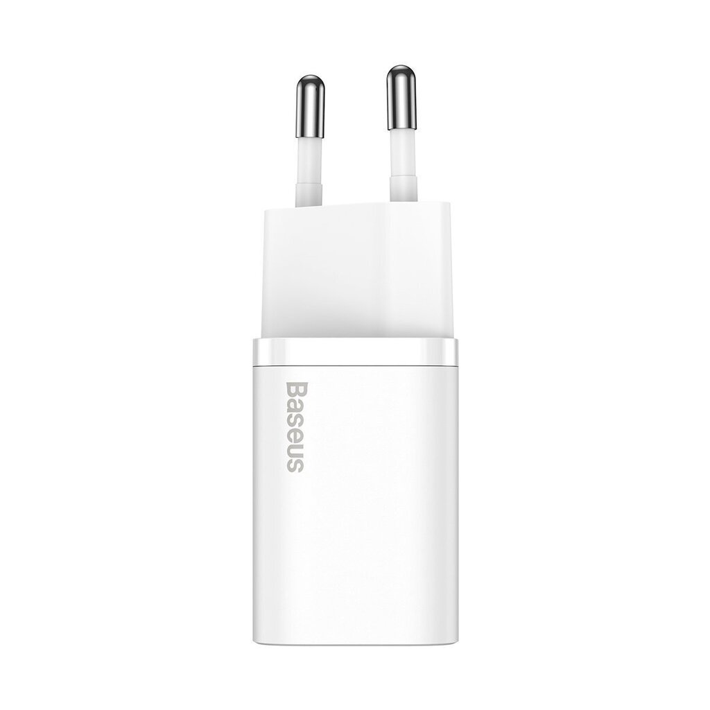 Baseus CCSUP-B02 Matkalaturi USB-C / 20W / 3A Valkoinen hinta ja tiedot | Puhelimen laturit | hobbyhall.fi