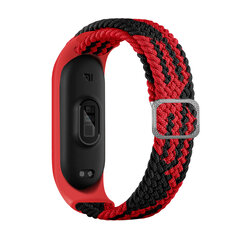 Strap Fabric replacement band strap for Xiaomi Mi Band 6 / 5 / 4 / 3 braided cloth bracelet red-black (Red || Black) hinta ja tiedot | Älykellojen ja aktiivisuusrannekkeiden lisätarvikkeet | hobbyhall.fi