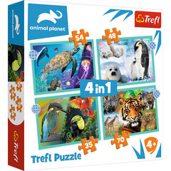 Puzzle 4in1 Salaperäinen eläinmaailma hinta ja tiedot | Trefl Lapset | hobbyhall.fi