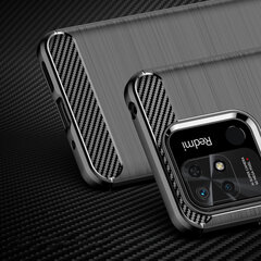 Puhelinkotelo Carbon Case Flexible Cover Sleeve for Xiaomi Redmi 10C, musta hinta ja tiedot | Puhelimen kuoret ja kotelot | hobbyhall.fi