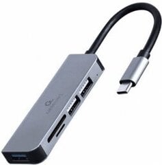 USB Centrmezgls Gembird USB Type-C 3-portti kortinlukijalla varustettuna hinta ja tiedot | Adapterit | hobbyhall.fi