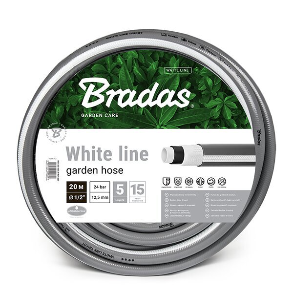 Puutarhan kasteluletku 5-kerroksinen Bradas WHITE LINE 5/8"- 20 m hinta ja tiedot | Puutarhaletkut, kastelukannut ja muut kastelutarvikkeet | hobbyhall.fi