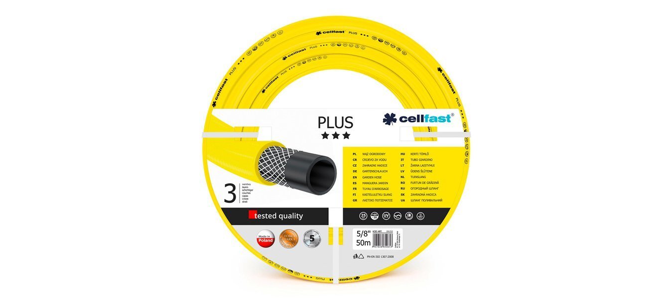 Cellfast PLUS -letku, 50 m, 19 mm (3/4") hinta ja tiedot | Puutarhaletkut, kastelukannut ja muut kastelutarvikkeet | hobbyhall.fi