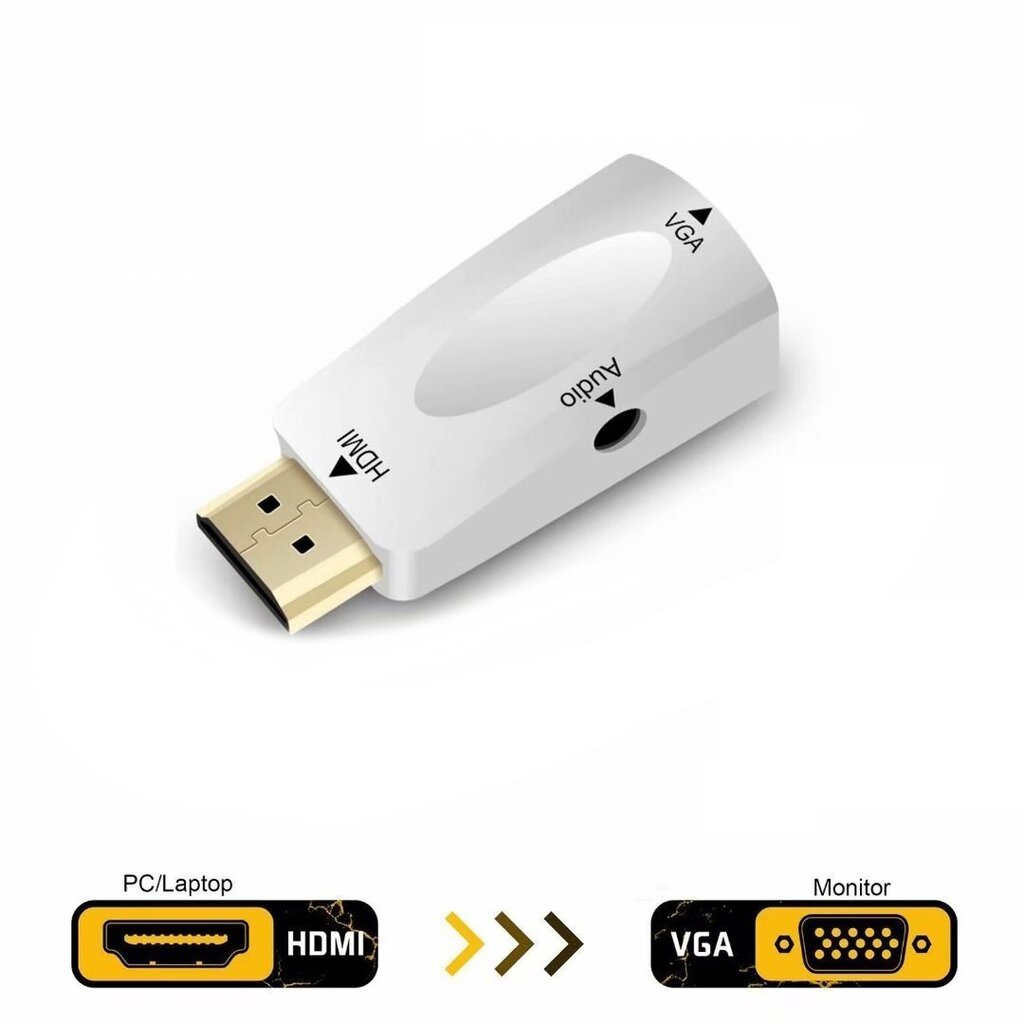 HDMI į VGA vaizdo konverteris / balta hinta ja tiedot | Adapterit | hobbyhall.fi