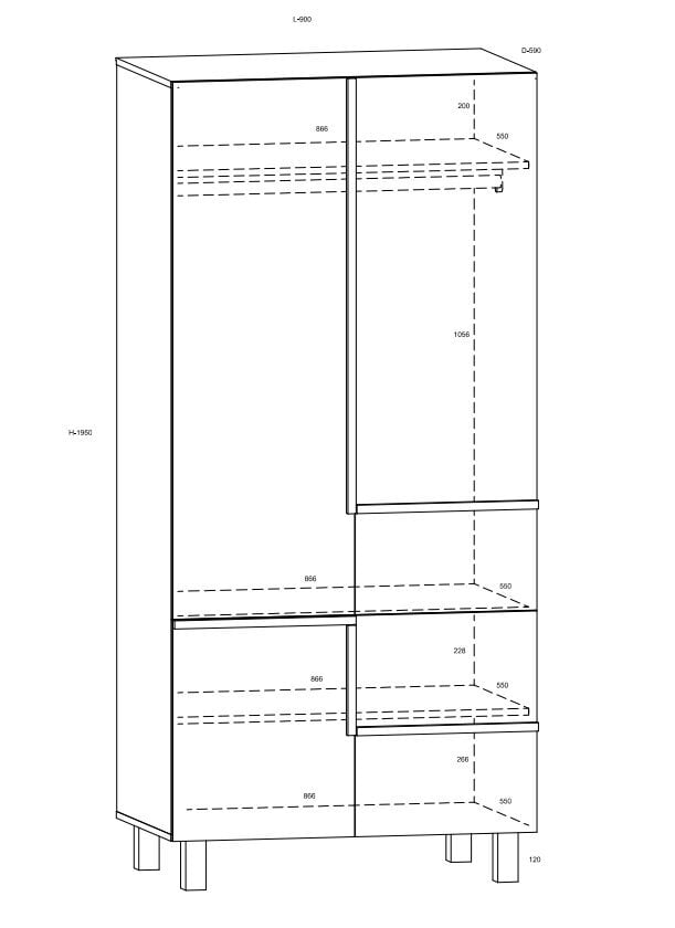 Meblocross Lars 10 4D, valkoisen / tummanruskean värinen Vaatekaappi hinta ja tiedot | Kaapit | hobbyhall.fi