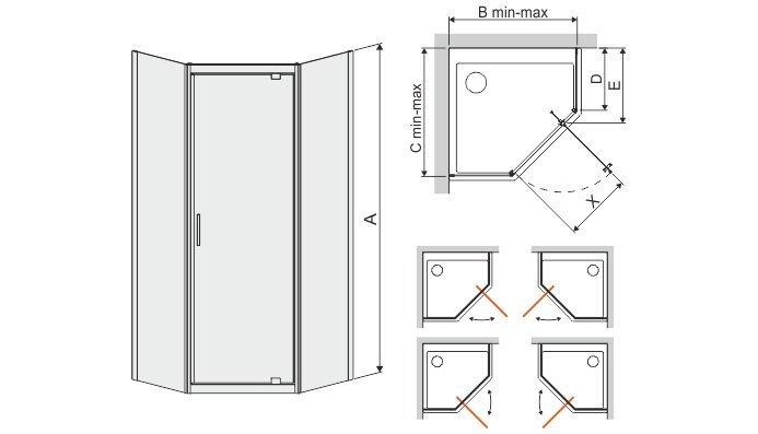 Sanplast TX KN/TX5b 90s, Kulmasuihkukaappi, profiili matta hopea, läpinäkyvä lasi W0 hinta ja tiedot | Suihkukaapit ja suihkunurkat | hobbyhall.fi