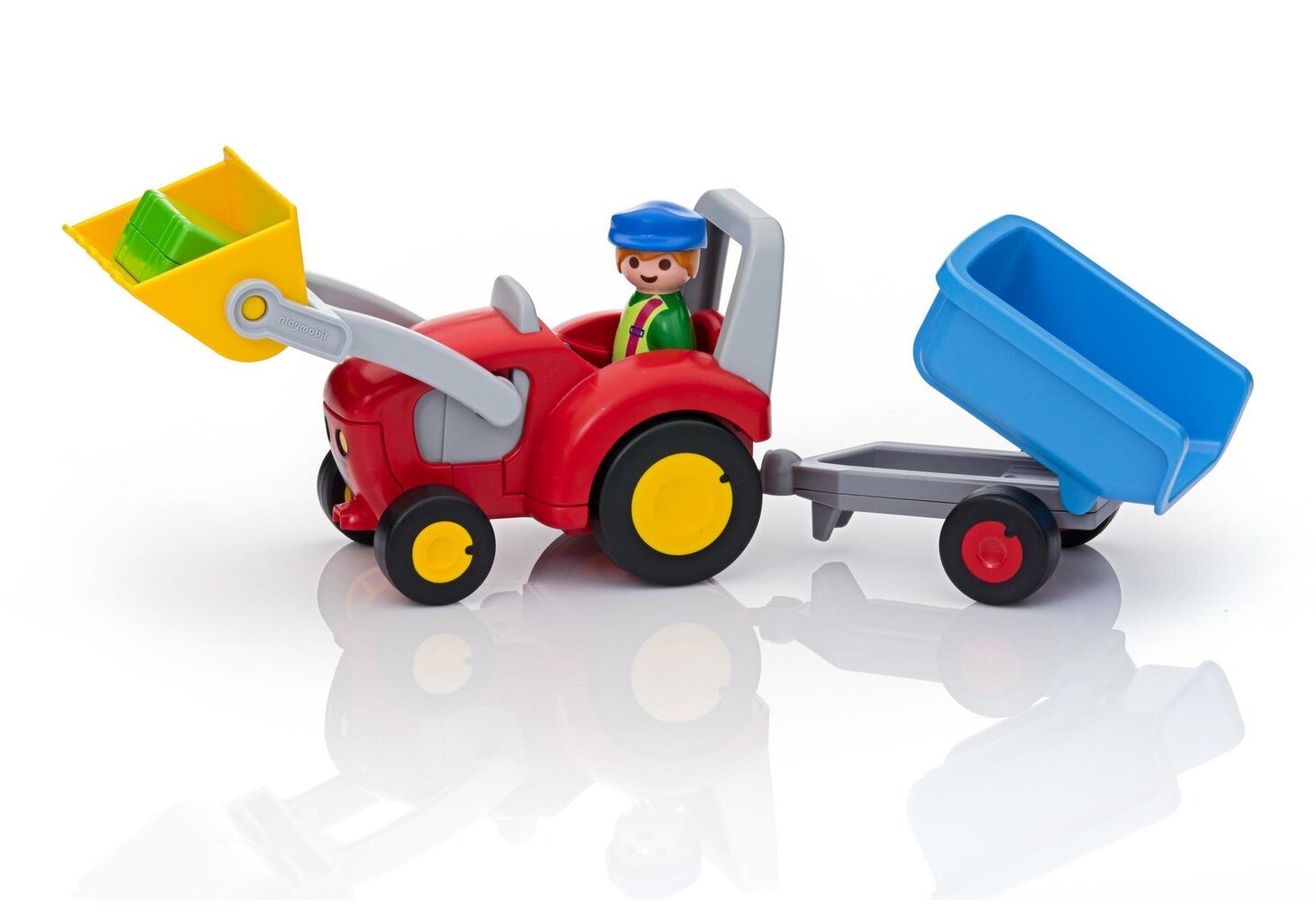 6964 PLAYMOBIL® 1.2.3, Traktori kauhalla ja perävaunulla hinta ja tiedot | LEGOT ja rakennuslelut | hobbyhall.fi