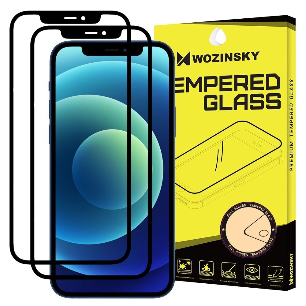 Wozinsky 2x iPhone 12 Pro / iPhone 12 black hinta ja tiedot | Näytönsuojakalvot ja -lasit | hobbyhall.fi