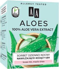 AA Aloes 100% Sorbet, Kosteuttava sekä rauhoittava päivä- ja yökasvovoide, 50 ml hinta ja tiedot | Kasvovoiteet | hobbyhall.fi