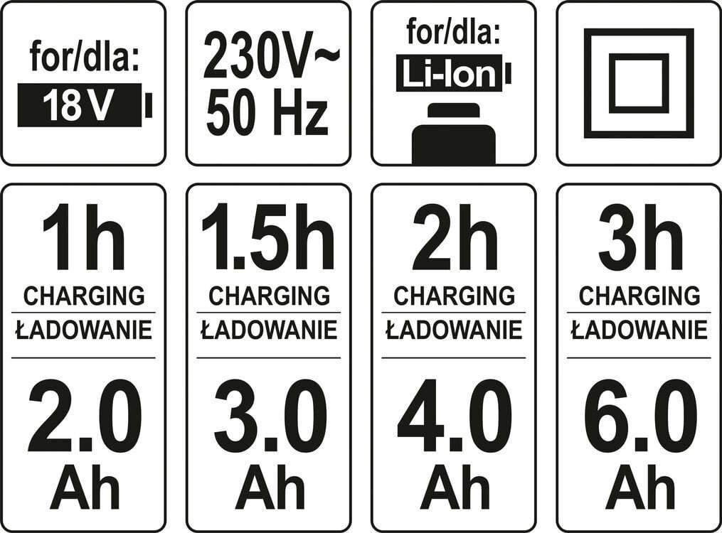 Akkulaturi kaksinkertainen 18V YATO (YT-82849) hinta ja tiedot | Puutarhatyökalujen tarvikkeet | hobbyhall.fi