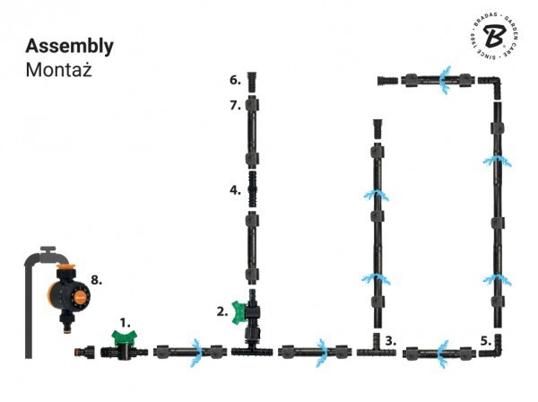 Bradas WATER FLOW DRIP tippukastelusarja ajastimella ja letkulla, 50 m hinta ja tiedot | Puutarhaletkut, kastelukannut ja muut kastelutarvikkeet | hobbyhall.fi