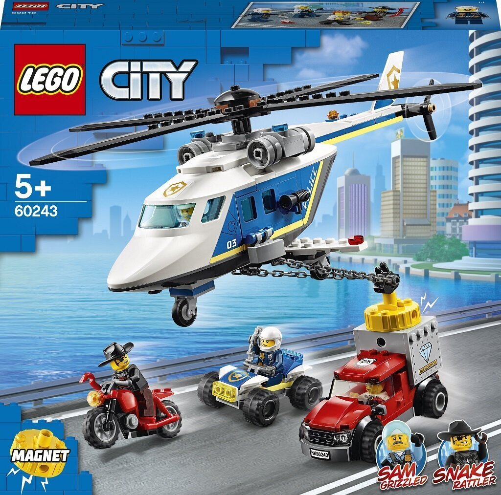 60243 LEGO® City Takaa-ajo poliisihelikopterilla hinta ja tiedot | LEGOT ja rakennuslelut | hobbyhall.fi