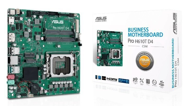 Asus Pro H610T D4-CSM, Mini ITX, LGA1700, DDR4 hinta ja tiedot | Emolevyt | hobbyhall.fi