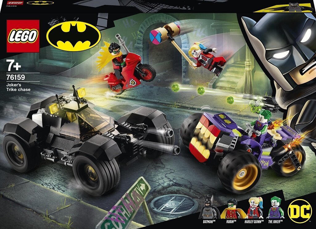 76159 LEGO® Super Heroes Jokerin kolmipyöräinen ajojahti hinta ja tiedot | LEGOT ja rakennuslelut | hobbyhall.fi