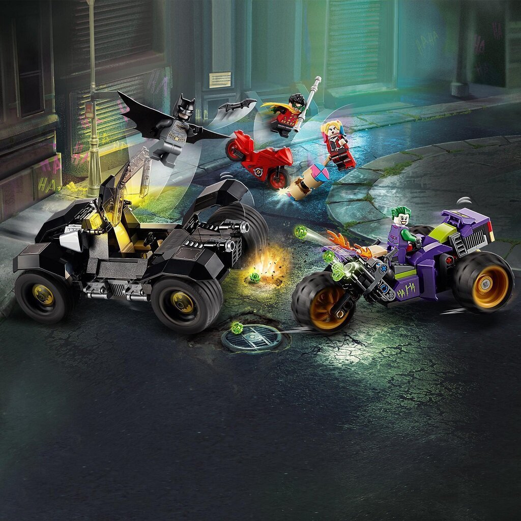 76159 LEGO® Super Heroes Jokerin kolmipyöräinen ajojahti hinta ja tiedot | LEGOT ja rakennuslelut | hobbyhall.fi