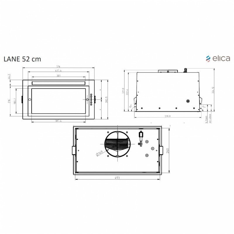 Elica Lane GR/A/52, Integroitava liesituuletin hinta ja tiedot | Liesituulettimet | hobbyhall.fi