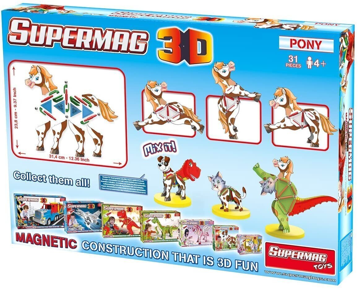 Magneettinen rakennussetti Supermag 3D Ponis 0603 hinta ja tiedot | LEGOT ja rakennuslelut | hobbyhall.fi