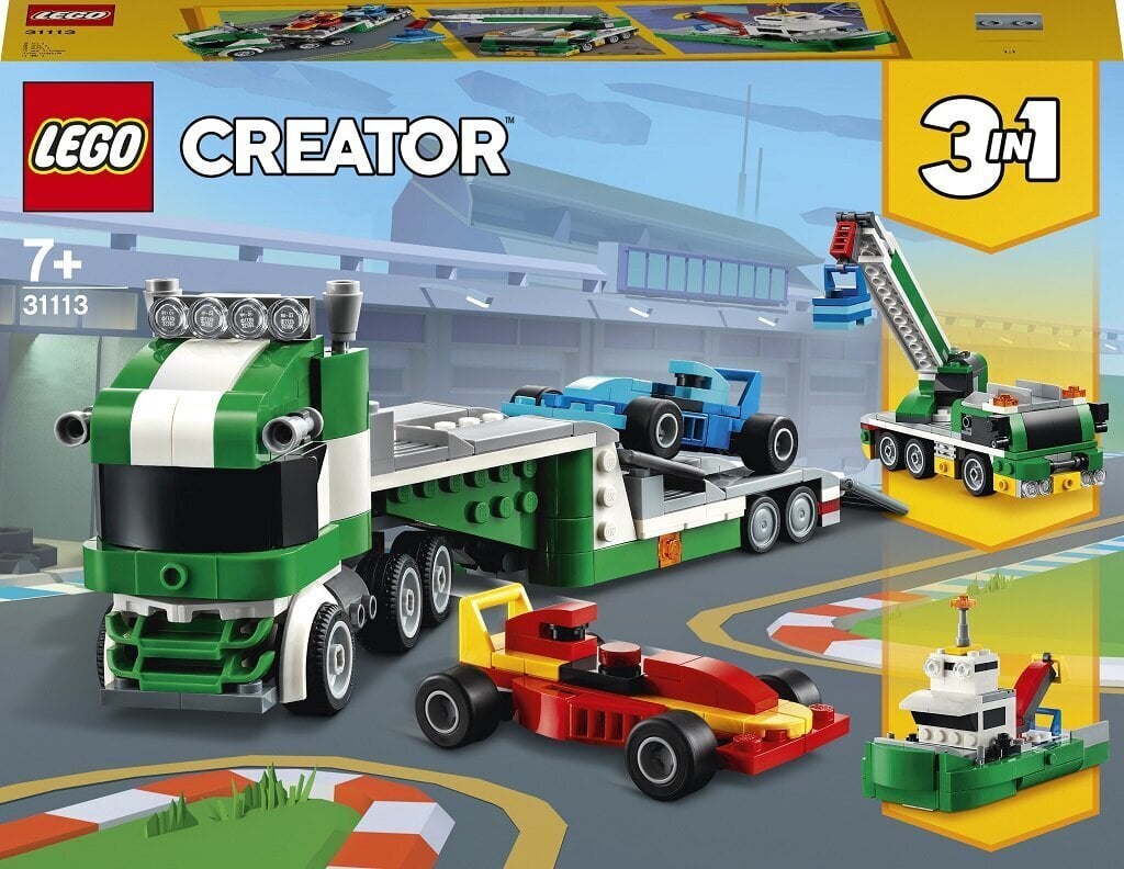 31113 LEGO® Kilpa-autojen kuljetusauto hinta ja tiedot | LEGOT ja rakennuslelut | hobbyhall.fi